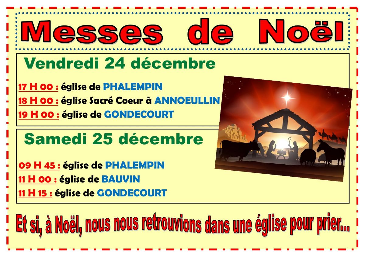 Horaires des messes de Noël