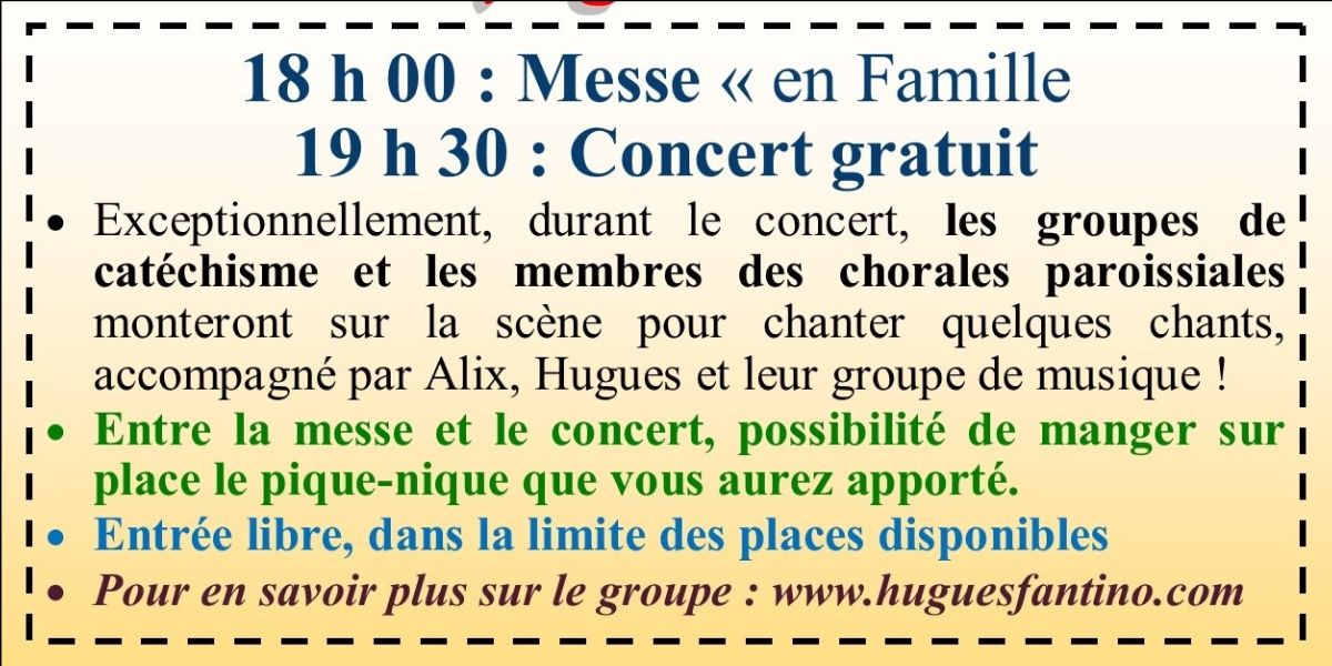 détails pratiques pour la messe et le concert